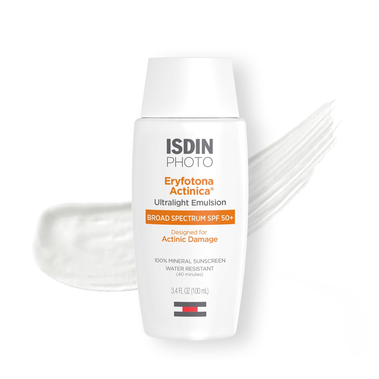 ISDIN Eryfotona Actinica Mineral Face Sunscreen SPF 50+, No White Cast | 100% Mineral UV Filters, Zinc Oxide, Suitable for Sensitive Skin, Non-comedogenic, Dermatologist Recommended