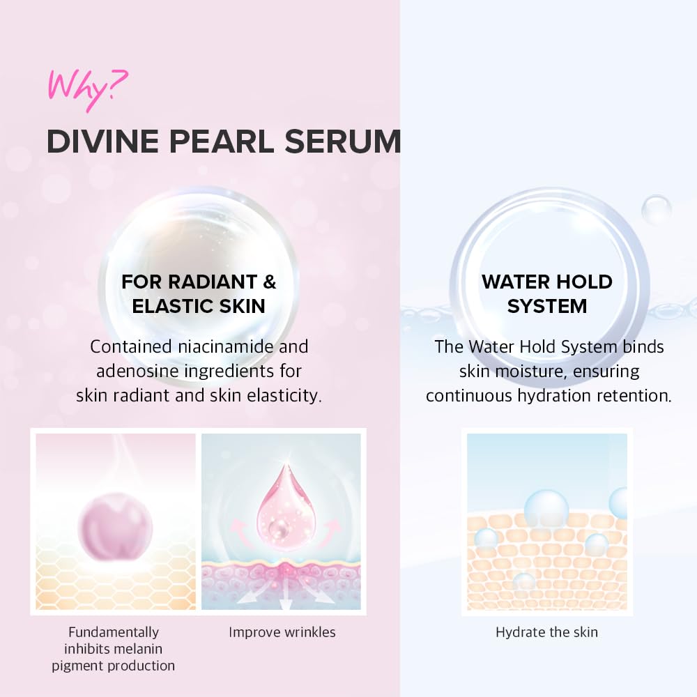 KLAVUU PEARLSATION Divine Pearl Serum – Face Moisturizer, Niacinamide Serum, Boosts Skin Elasticity, Pore Minimizer with Hydration for Radiant Complexion, Korean Skin Care (1.11oz/33ml)