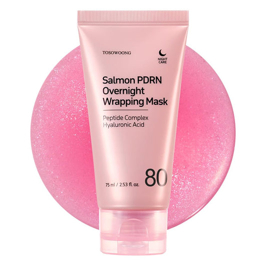 TOSOWOONG Salmon DNA PDRN Overnight Wrapping Mask, High Purity PDRN Peel Off Facial Mask for Glass Skin, Caffeine, Collagen and Peptide Anti-Aging, Firming, Korean Skincare, 75 ml / 2.53 fl. oz.
