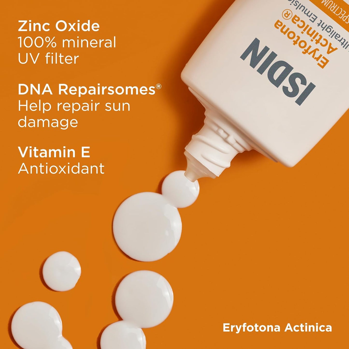 ISDIN Eryfotona Actinica Mineral Face Sunscreen SPF 50+, No White Cast | 100% Mineral UV Filters, Zinc Oxide, Suitable for Sensitive Skin, Non-comedogenic, Dermatologist Recommended