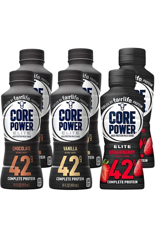 Baxter Expresss: Fairlife Core Power High Protein Milk Shake 42g (Pack of 12) 3 Flavor Pack - Chocolate, Vanilla and Strawberry 14 Fl bottles