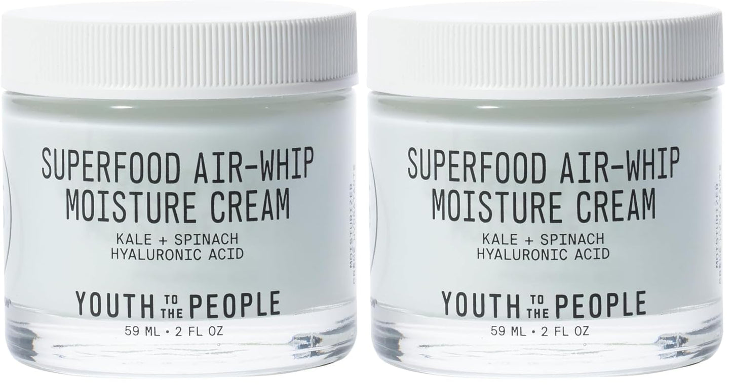Youth To The People Superfood Air-Whip Face Moisturizer - Lightweight Cream | Hyaluronic Acid Facial Cream - Up to 48H Hydration, Strengthen Skin Barrier, Smooth Fine Lines + Plump Skin, Non-comedogenic