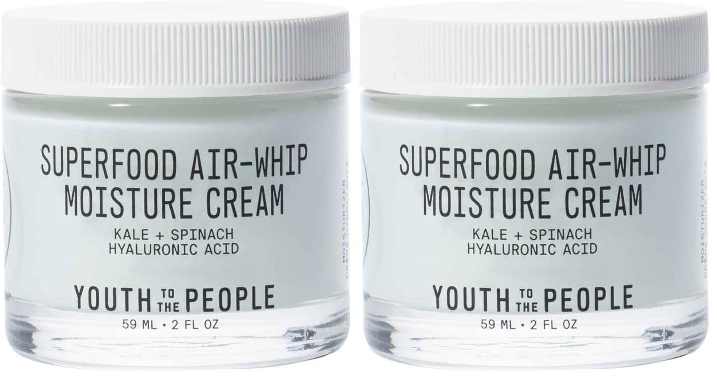 Youth To The People Superfood Air-Whip Face Moisturizer - Lightweight Cream | Hyaluronic Acid Facial Cream - Up to 48H Hydration, Strengthen Skin Barrier, Smooth Fine Lines + Plump Skin, Non-comedogenic