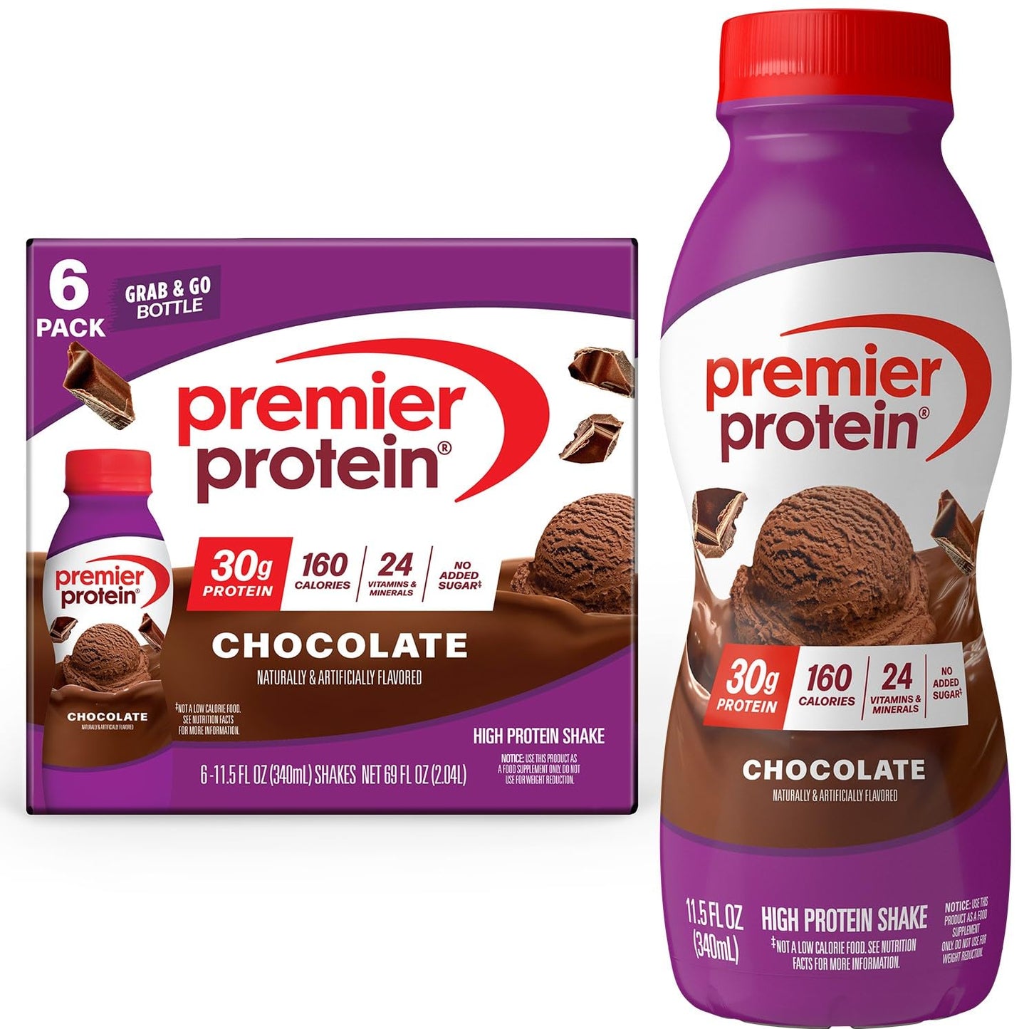 Premier Protein 30g High Protein Shake, Chocolate, 12 Pack