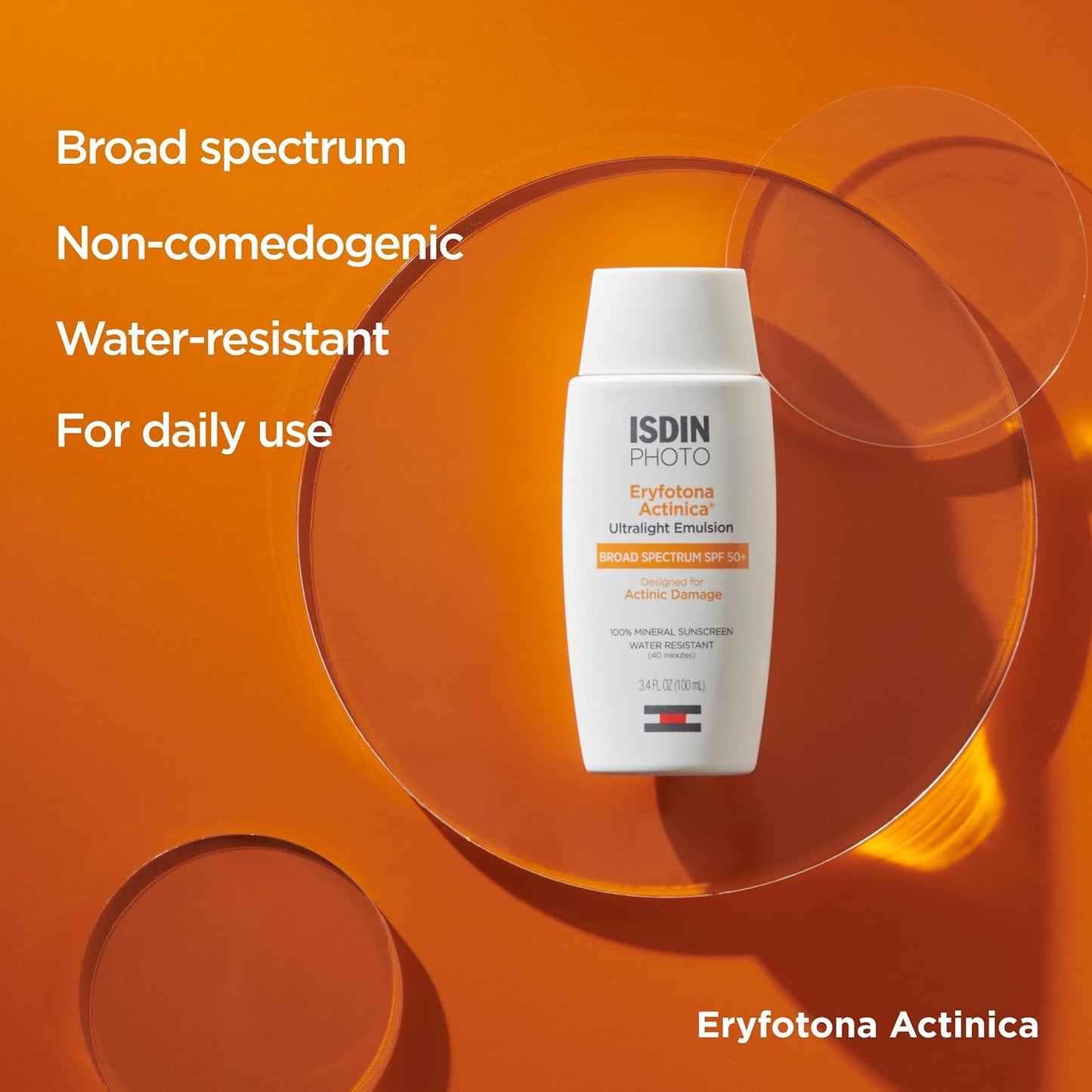 ISDIN Eryfotona Actinica Bundle (1.7 & 3.4 Fl Oz) with Zinc Oxide and 100% Mineral Sunscreen Broad Spectrum SPF 50+, No White Cast, Suitable for Sensitive Skin