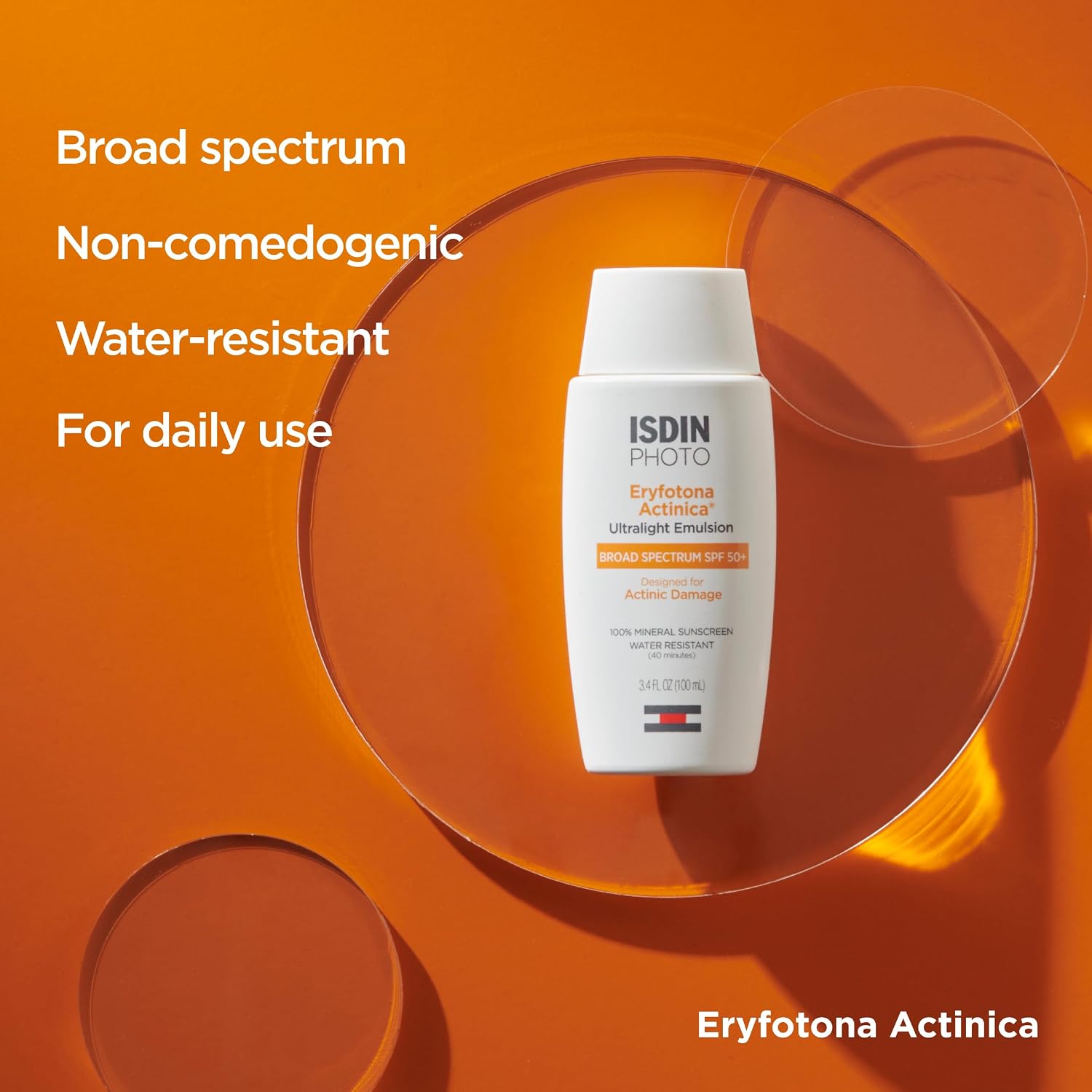 ISDIN Eryfotona Actinica Bundle (1.7 & 3.4 Fl Oz) with Zinc Oxide and 100% Mineral Sunscreen Broad Spectrum SPF 50+, No White Cast, Suitable for Sensitive Skin