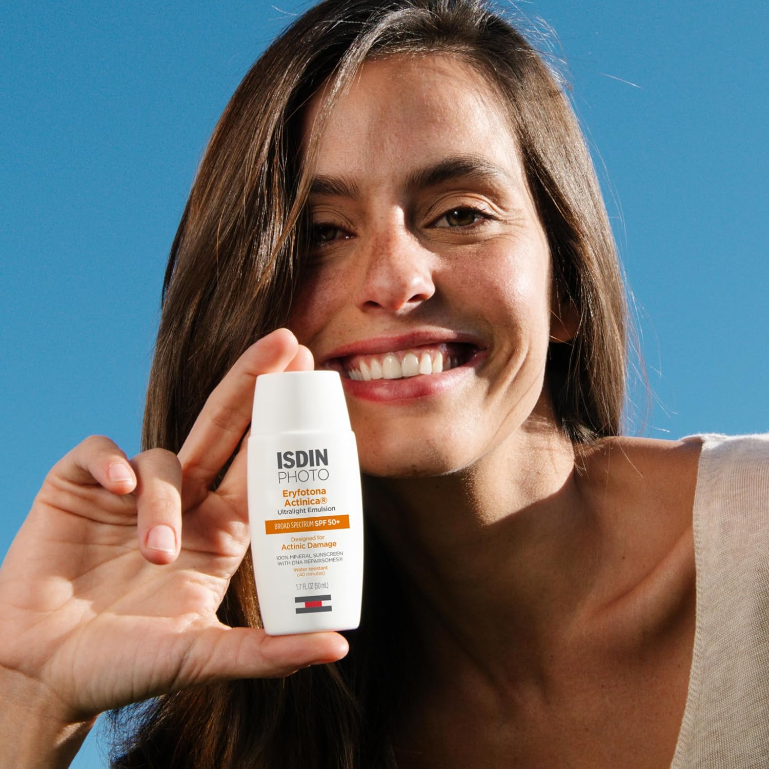 ISDIN Eryfotona Actinica Bundle (1.7 & 3.4 Fl Oz) with Zinc Oxide and 100% Mineral Sunscreen Broad Spectrum SPF 50+, No White Cast, Suitable for Sensitive Skin