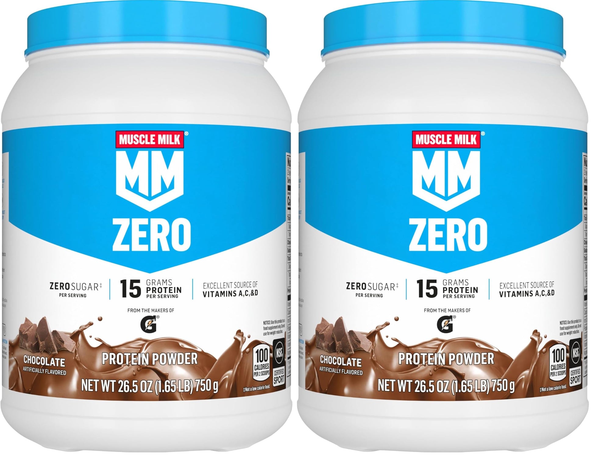 Muscle Milk ZERO, 100 Calorie Protein Powder, Vanilla, 15g Protein, 1.65 Pound, 25 Servings
