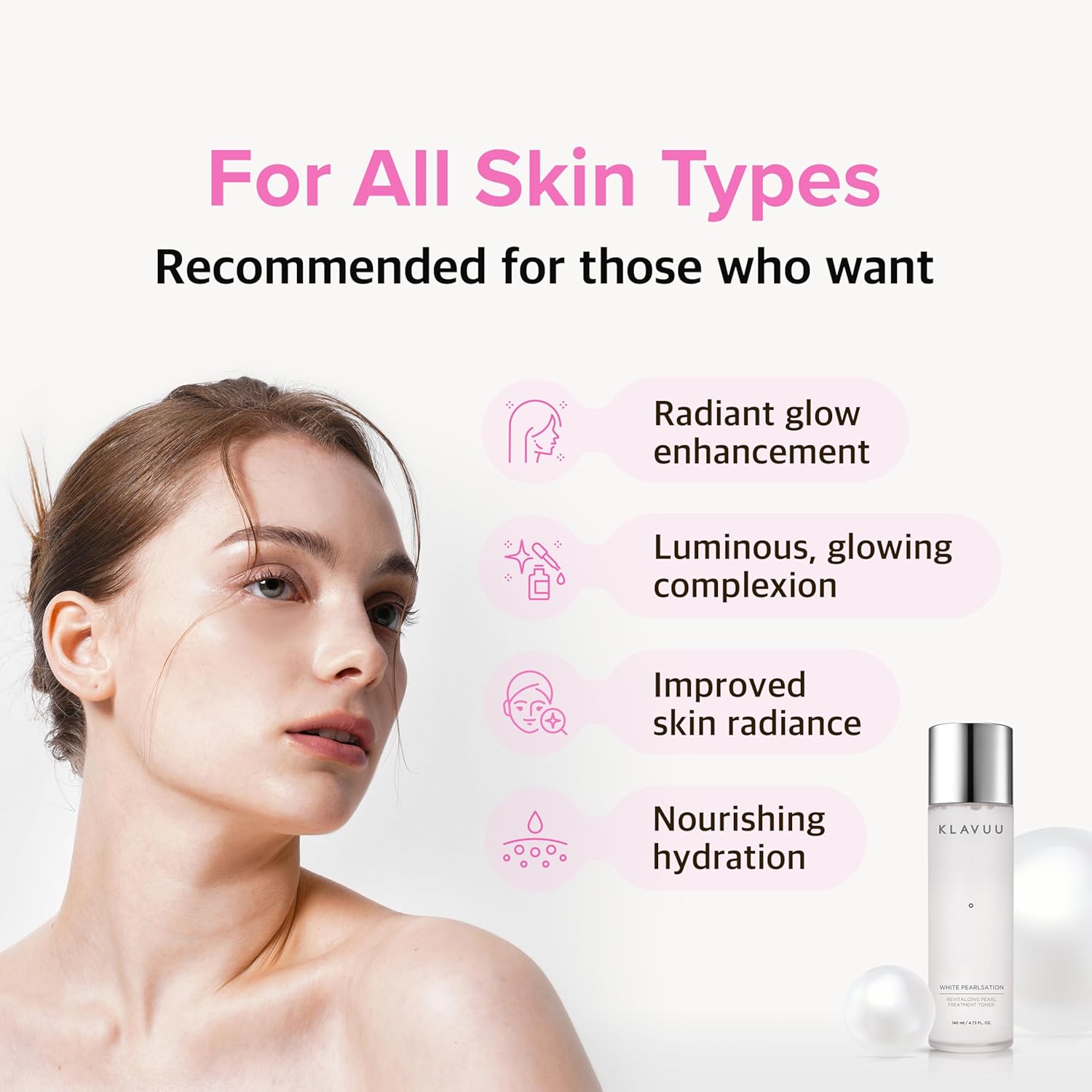 KLAVUU Hydrating Milky Toner with Pearl & Niacinamide – Facial Toner for Skin Glow, Wrinkle Care & Moisture Balance, Korean Skincare (4.76oz)