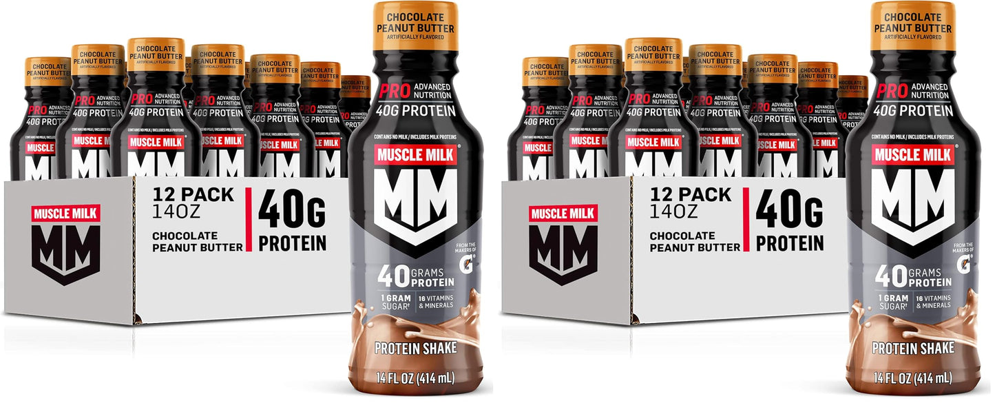 Muscle Milk Pro Series Protein Shake, Slammin' Strawberry, 40g Protein, 14 Fl Oz, 12 Pack